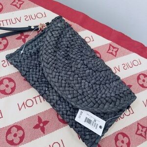 Woven Black Clutch Bag - Women